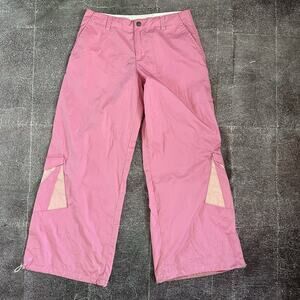 Women's Vintage Y2K Bug Girl Pink Wide Leg Baggy Flare Rave Pants Sz 9 (32 X 31)